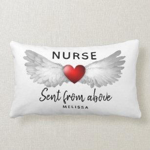 Nurse Angel Wings Script Lettering Personalised Lumbar Cushion