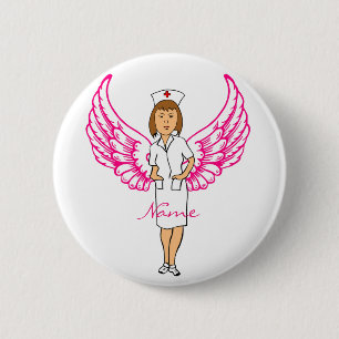 Nurse Angel Wings Thunder_Cove 6 Cm Round Badge
