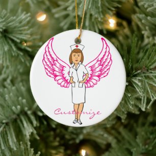 Nurse Angel Wings Thunder_Cove Ceramic Tree Decoration