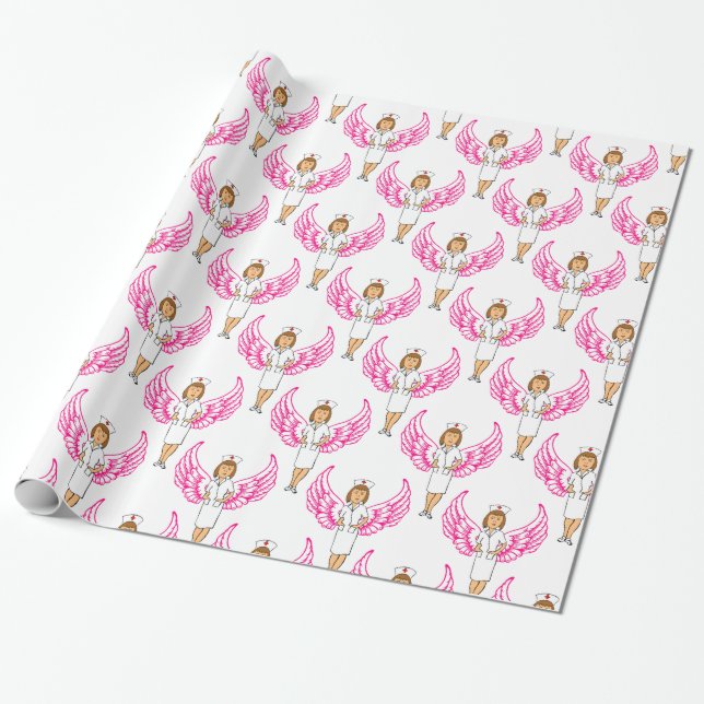 Nurse Angel Wings Thunder_Cove Wrapping Paper (Unrolled)