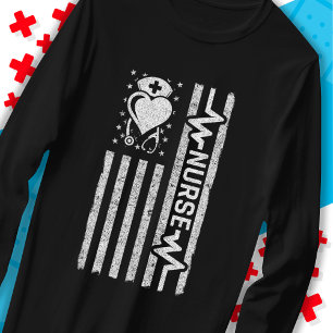 Nurse Appreciation Hero Heart Life American Flag T-Shirt
