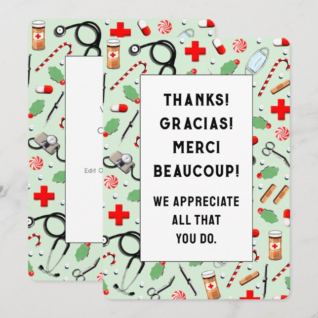 Nurse Appreciation Holiday Cards (Front/Back)