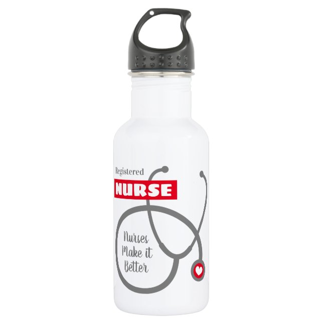Nurse appreciation water bottle gift with name (Front)