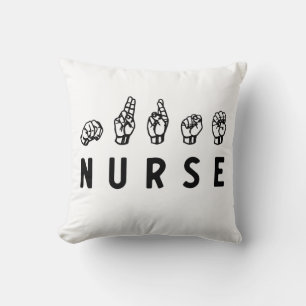 Nurse ASL hand sign language Nursing Grad RN gifts Cushion
