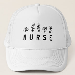 Nurse ASL hand sign language Nursing Grad RN gifts Trucker Hat