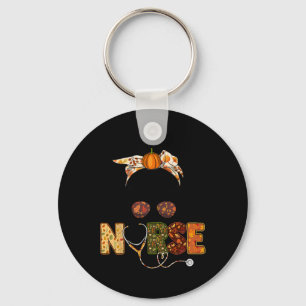 Nurse Autumn Fall Thanksgiving Stethocope Scrub RN Key Ring