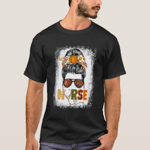 Nurse Autumn Fall Thanksgiving Stethocope Scrub RN T-Shirt
