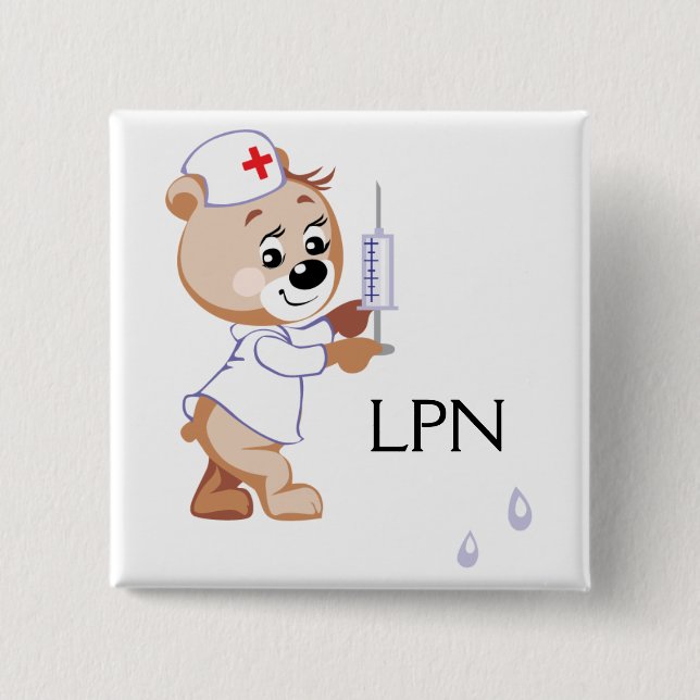Nurse Bear 15 Cm Square Badge (Front)