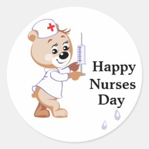 Nurse Bear Classic Round Sticker