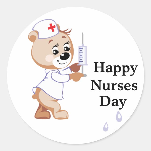 Nurse Bear Classic Round Sticker (Front)