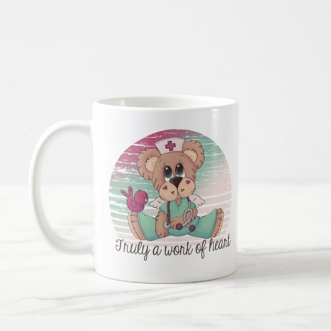 Nurse Bear Cute Modern Work Of Heart Coffee Mug (Left)