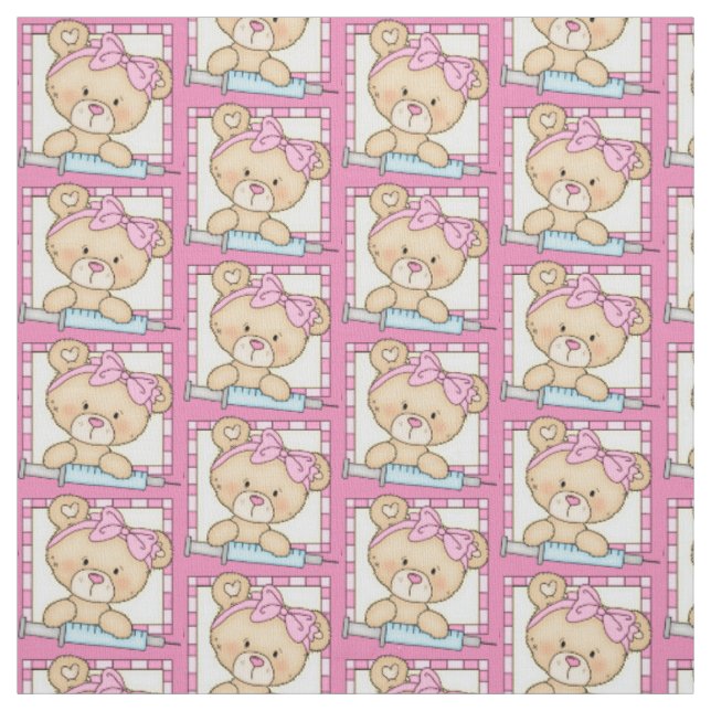 Nurse Bear Pima cotton fabric (Swatch)