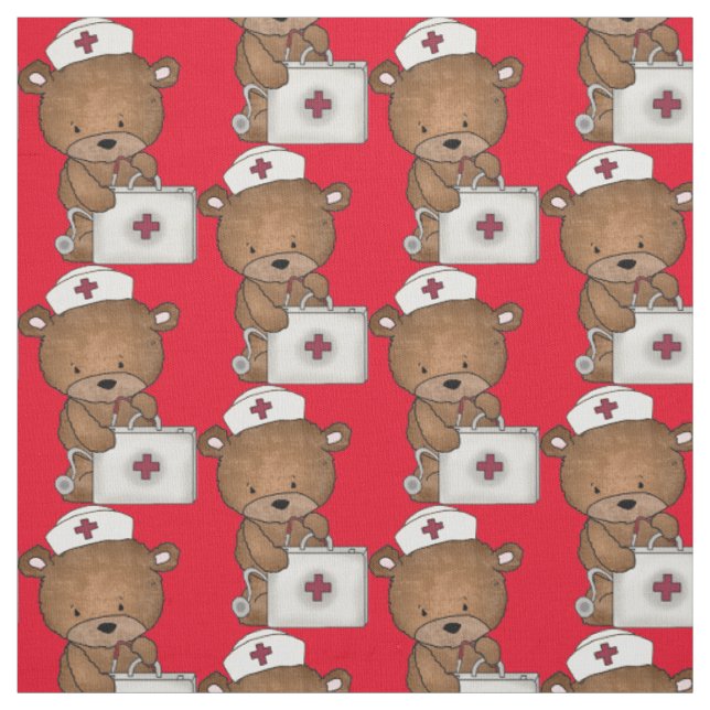 Nurse Bear Pima cotton Fabric (Swatch)