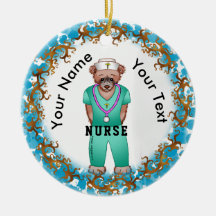 Nurse Bear round Ornament