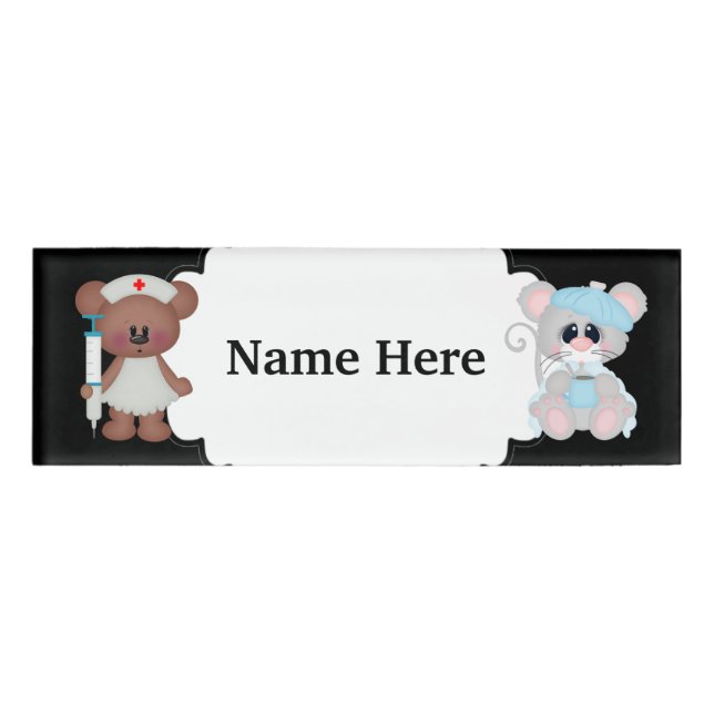Nurse Bear taking care of patient name tag (Front)