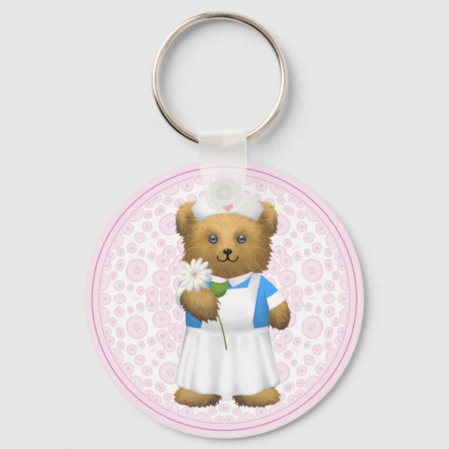 Nurse Bear - Teddy Bear Key Ring (Front)