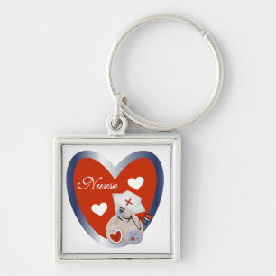 Nurse Bear With Heart T-shirts and Gifts Key Ring