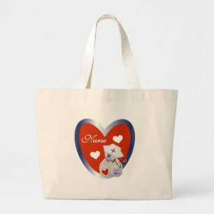 Nurse Bear With Heart T-shirts and Gifts Large Tote Bag