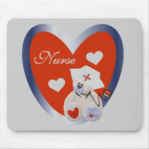 Nurse Bear With Heart T-shirts and Gifts Mouse Mat