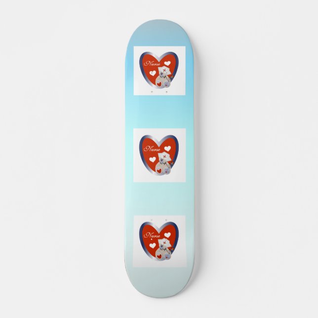 Nurse Bear With Heart T-shirts and Gifts Skateboard (Front)