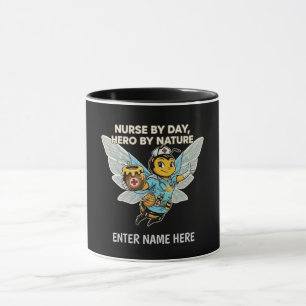 Nurse Bee Hero Retro Cartoon Medical Healthcare Mug