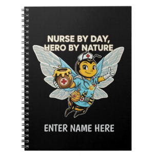Nurse Bee Hero Retro Cartoon Medical Healthcare  Notebook