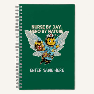 Nurse Bee Hero Retro Cartoon Medical Healthcare  Notebook