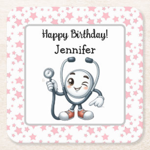 Nurse Birthday Party Paper Coaster
