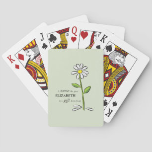 Nurse Birthday Religious Green Daisy Personalised Playing Cards