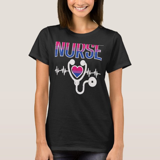 Nurse Bisexual Stethoscope Bi Pride Stuff Flag Lgb T-Shirt (Front)