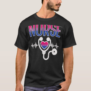 Nurse Bisexual Stethoscope Bi Pride Stuff Flag Lgb T-Shirt