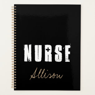 Nurse Black and Gold Stylish Personalised  Planner