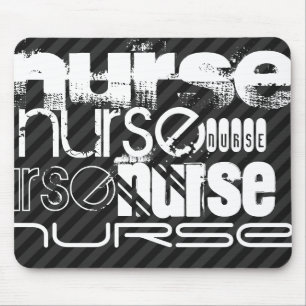 Nurse; Black & Dark Grey Stripes Mouse Mat