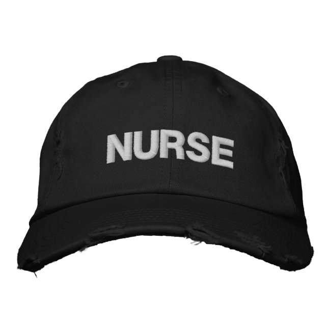 Nurse Black Embroidered Hat (Front)