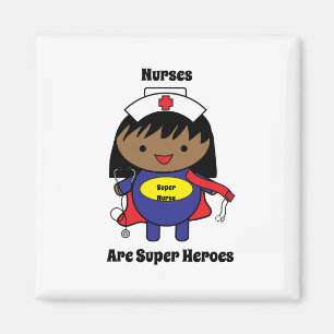 Nurse Black Kawaii Super Hero Personalise Magnet