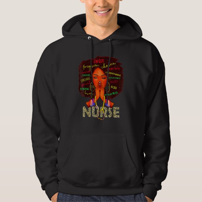 Nurse Black Woman Magic Afro Melanin Queen Black H Hoodie (Front)