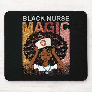 Nurse Black Woman Magic Afro Melanin Queen Black H Mouse Mat