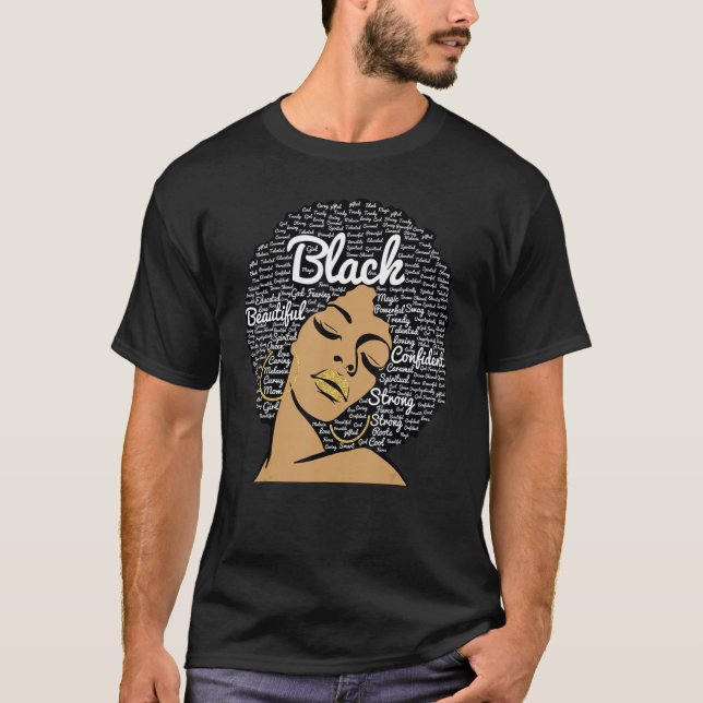 Nurse Black Woman Magic Afro Melanin Queen Black H T-Shirt (Front)