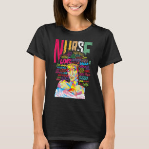 Nurse Black Woman Magic Afro Melanin Queen Black H T-Shirt