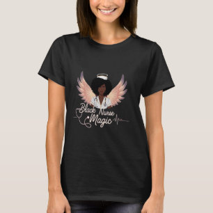 Nurse Black Woman Magic Afro Melanin Queen Black H T-Shirt