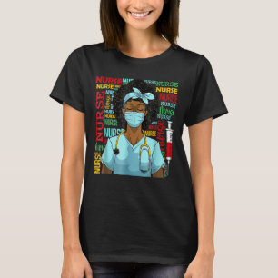 Nurse Black Women Black History Afro African Pride T-Shirt