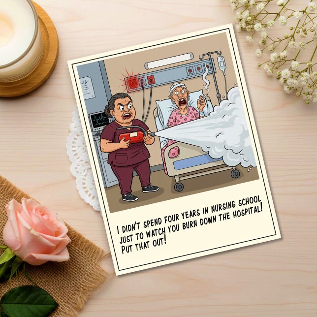 Nurse Blasts Patient With Extinguisher Get Well Postcard (Creator Uploaded)