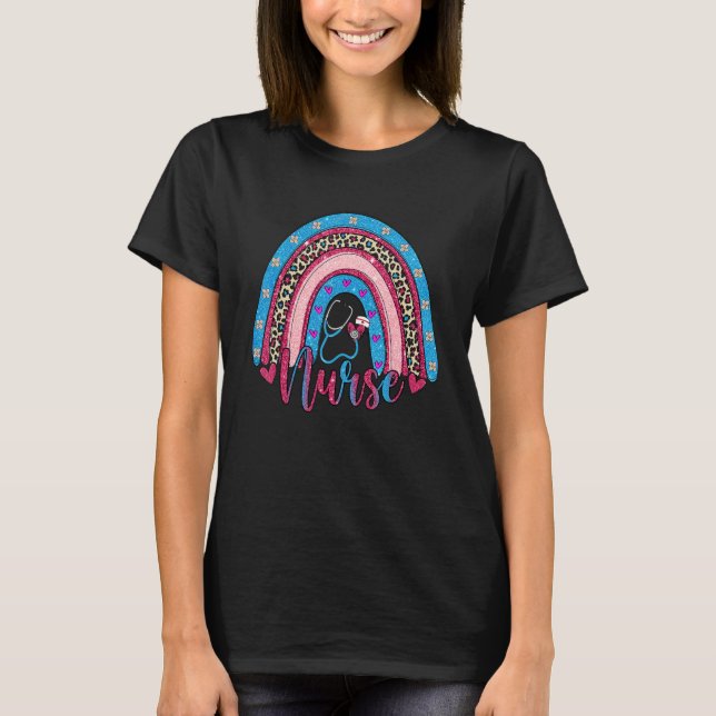 Nurse Boho Rainbow Leopard Nurse Week 1 T-Shirt (Front)