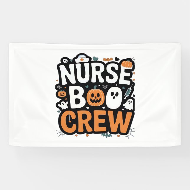 Nurse Boo Crew  Halloween Healthcare Hero  Spooky  Banner (Horizontal)