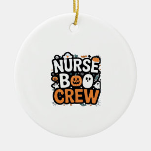 Nurse Boo Crew Halloween Healthcare Hero Spooky Ceramic Tree Decoration