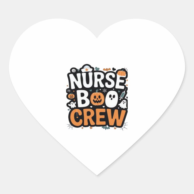 Nurse Boo Crew  Halloween Healthcare Hero  Spooky  Heart Sticker (Front)