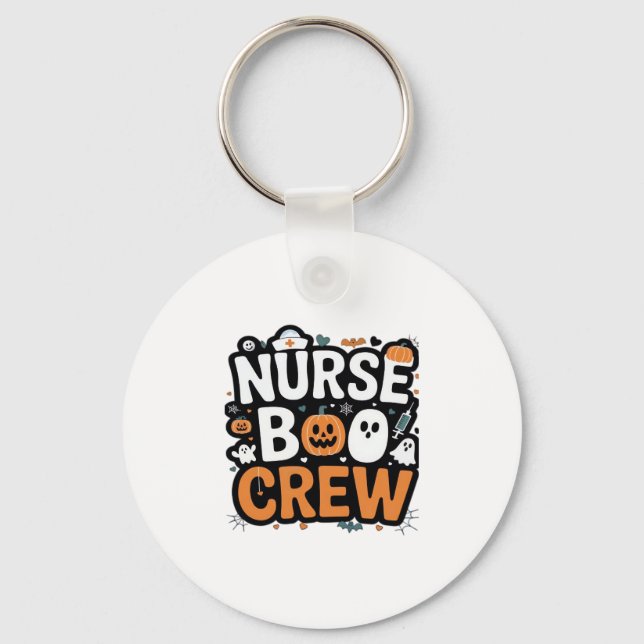 Nurse Boo Crew  Halloween Healthcare Hero  Spooky  Key Ring (Front)