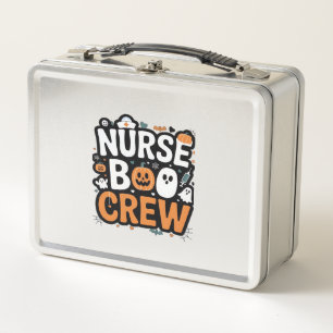 Nurse Boo Crew Halloween Healthcare Hero Spooky Metal Lunch Box