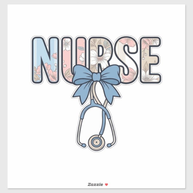 Nurse Bow Stethoscope Vintage Floral (Sheet)