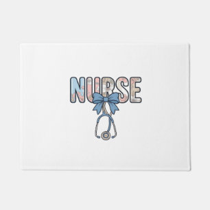 Nurse Bow Stethoscope Vintage Floral Doormat